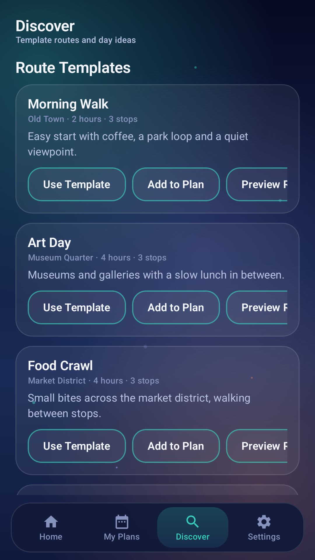 Purely Planner discover screen