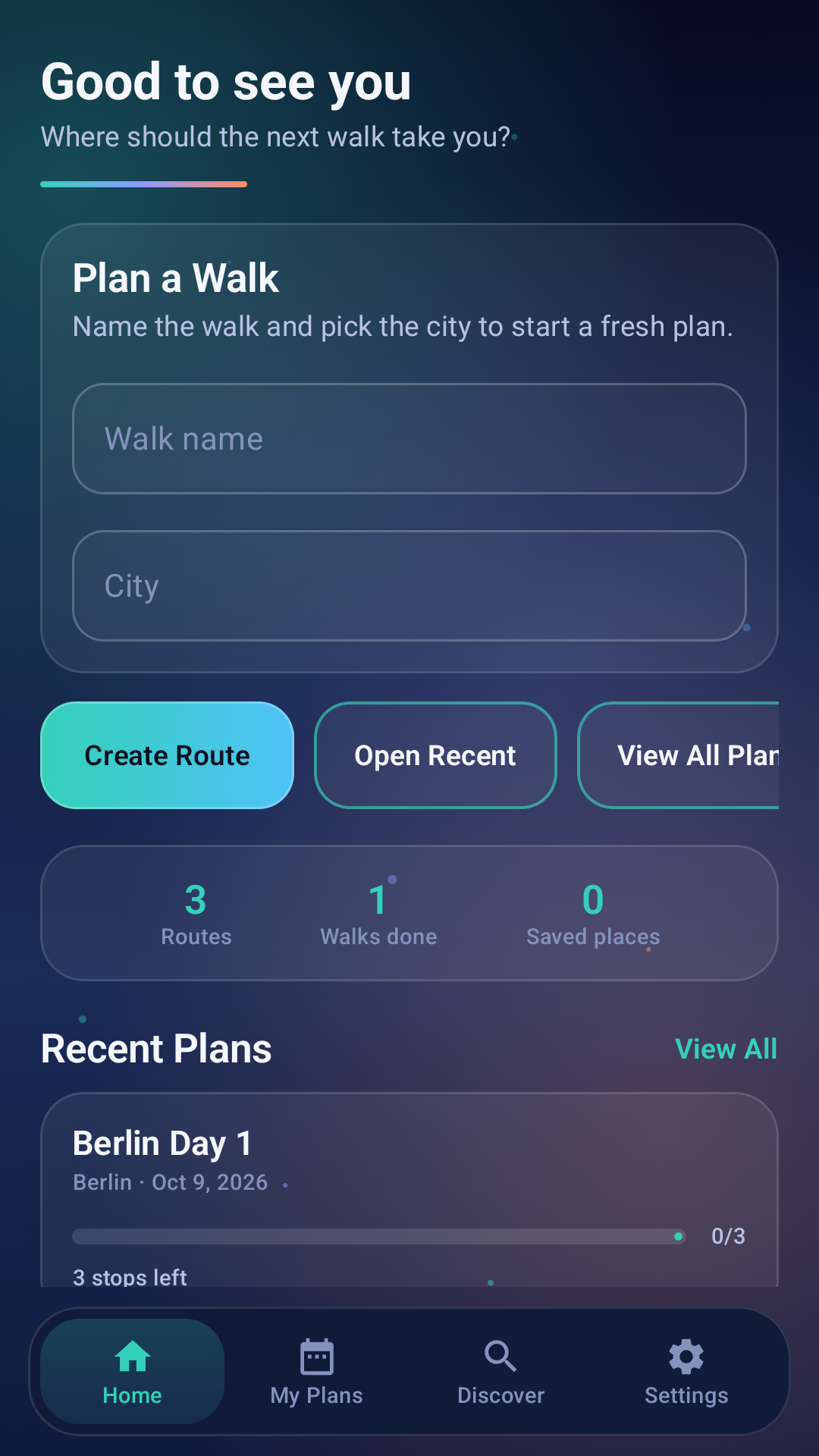 Purely Planner home screen